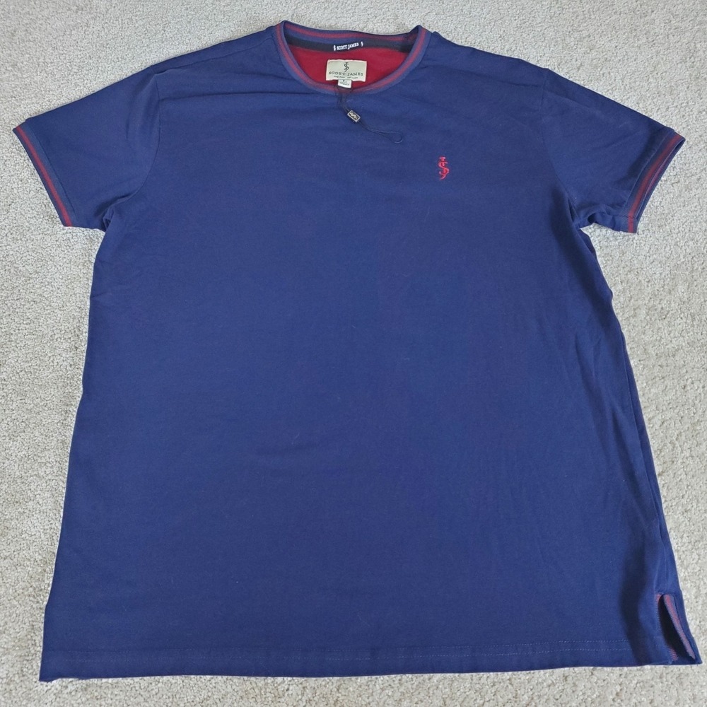 Scott James Pullover Tshirt Men's L Navy Blue Short Sleeve NWOTGS